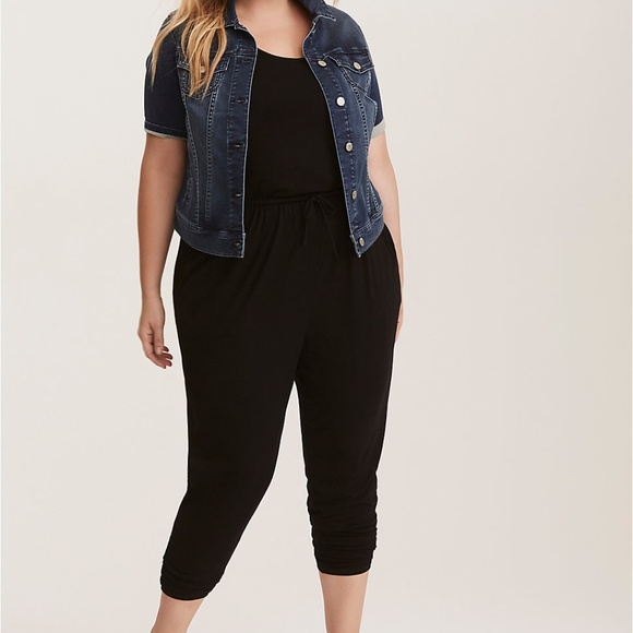 black jersey knit jumpsuit